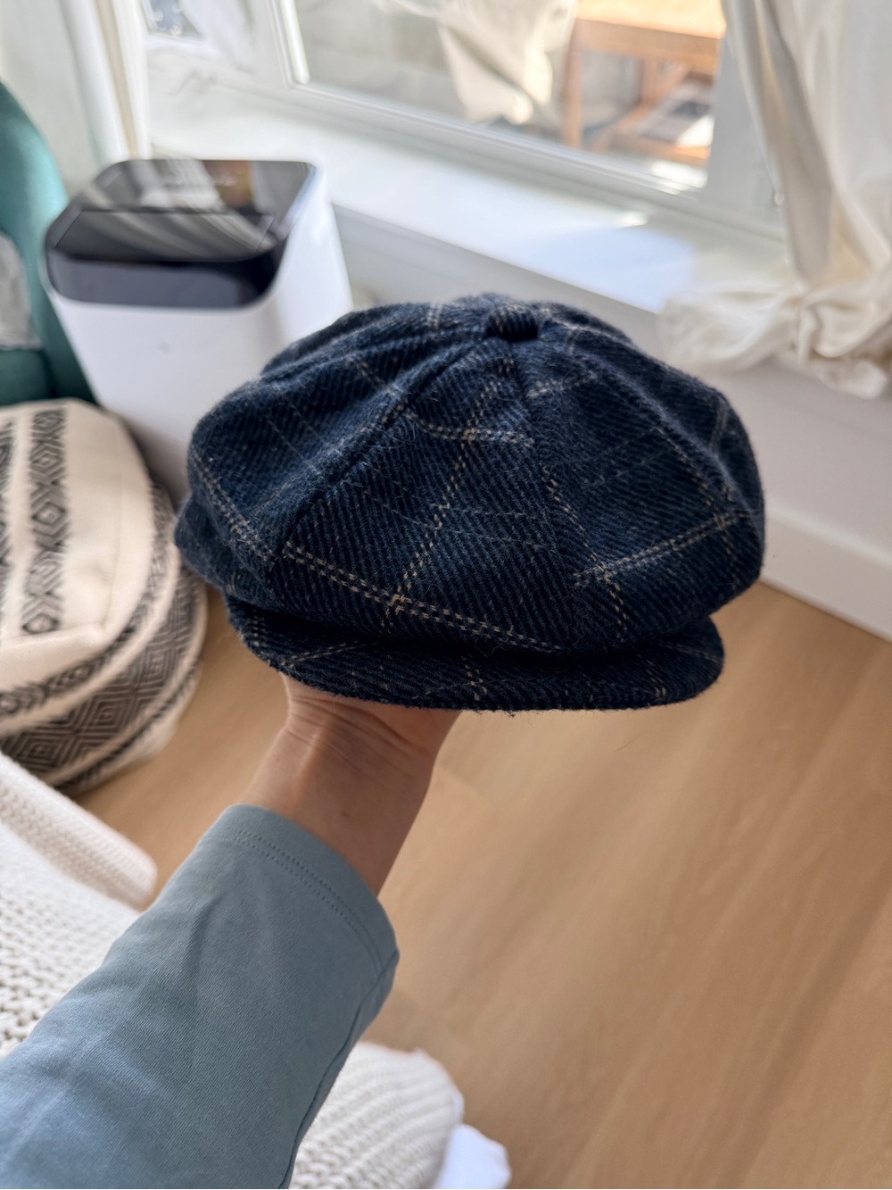 Brixton Navy Plaid Newsboy Cap Size M